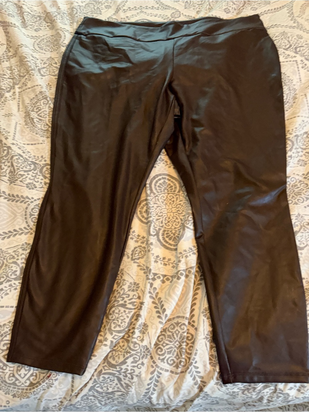 Women’s Faux Leather Pull-On Pants — chocolate brown